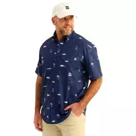 HUK Men's KC Tide Point Button-Down SS Shirt