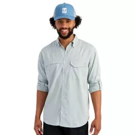 HUK Men's Tide Point Heathered Ripstop Button-Down