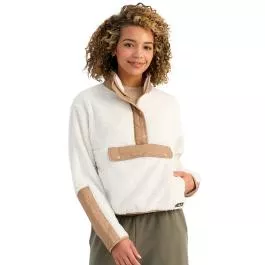HUK Women's Plush Fleece 1/2 Zip Pullover - Egret - M