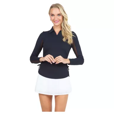 IBKUL Women's Solid Adjustable Length Long Sleeve Polo (48000)