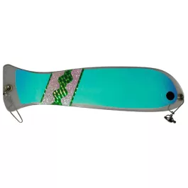 Ice Strong Outdoors Dual Fin Fishblade Flasher – 10″ – Glow/Green Tape