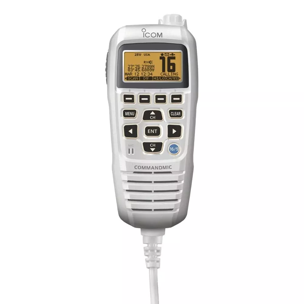 Icom HM195 CommandMic IV w/Yellow BlackLit LCD – Super White – HM195SW 42 EXP