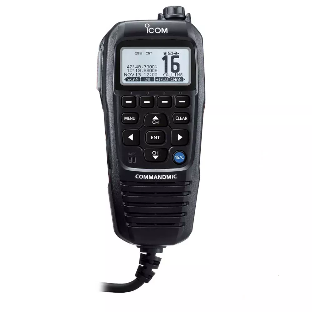 Icom HM195 CommandMic IV with White BlackLit LCD – Black – HM195GB 61 EXP
