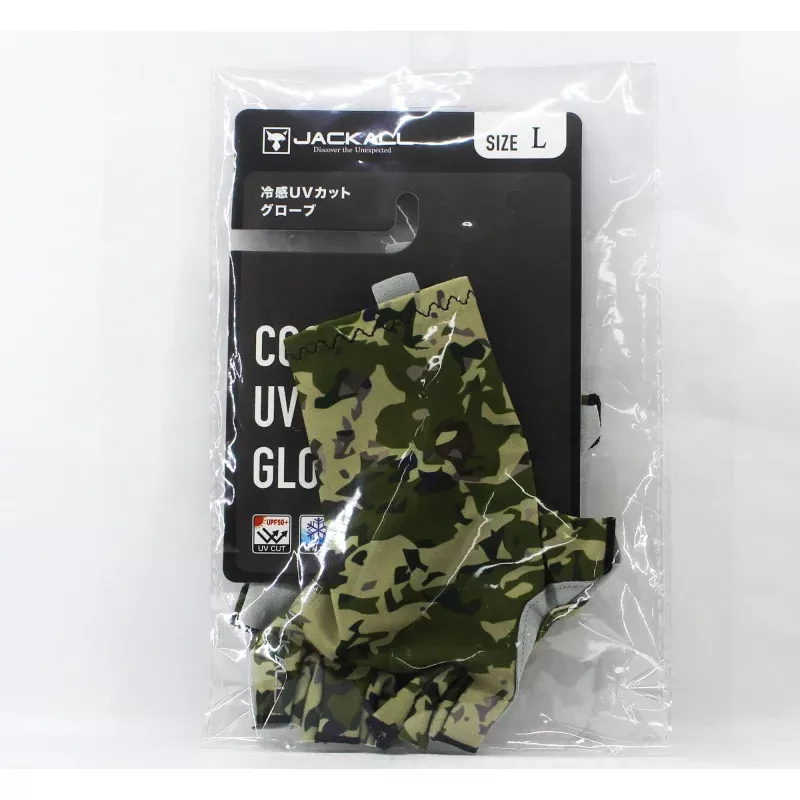 Jackall Cool Touch UV Cut Gloves Sand Camo Size L (8167)