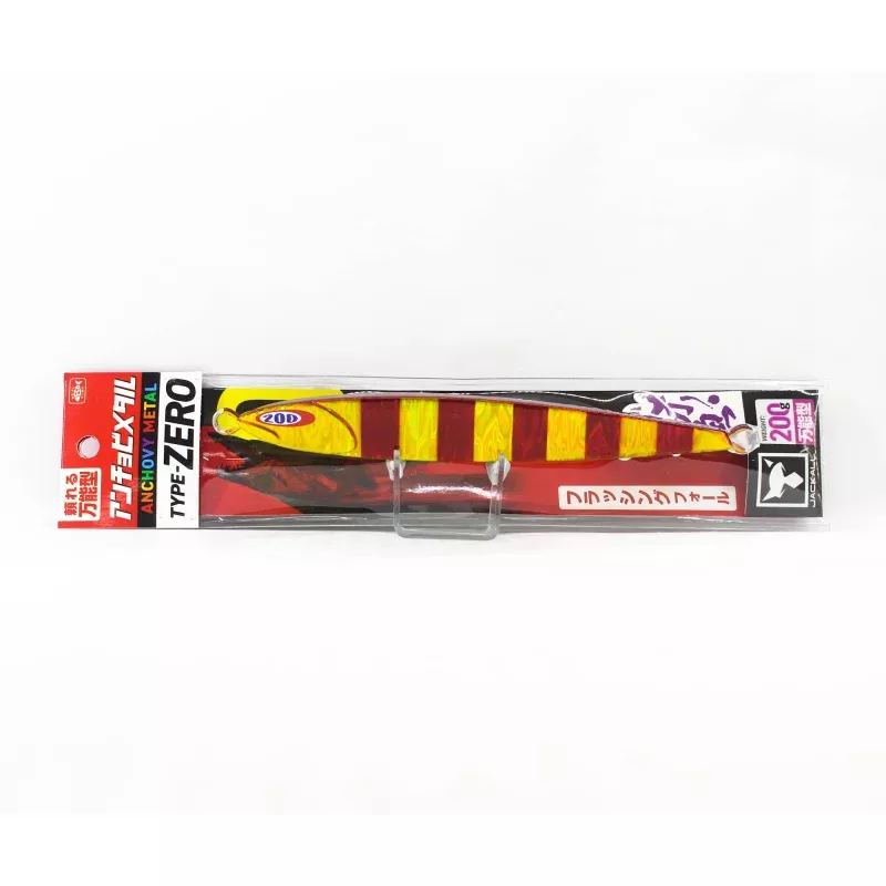 Jackall Metal Jig Anchovy Type 0 Flush Fall 200g Red Gold Stripe (8496)