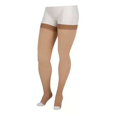 JUZO 30-40 mmHg Basic Open Toe Silicone Thigh High Stockings (4412AGSB)