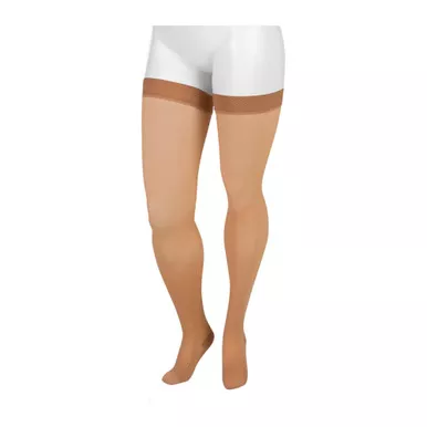 JUZO 30-40 mmHg Basic Silicone Beige Thigh High Stockings