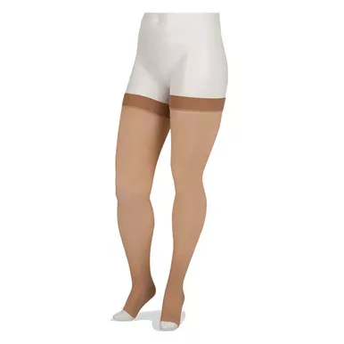 JUZO Basic Compression 20-30 mmHg Open Toe Silicone Thigh High Stockings