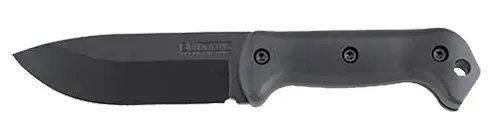 Ka-Bar Becker Campanion 5.25" Fixed Clip Point Drop Point Plain Black 1095 Cro-Van Blade, Black Ultramid Handle, Includes Sheath