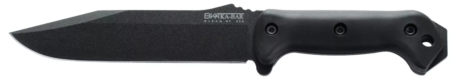 Ka-Bar Becker Combat Utility 7" Fixed Clip Point Plain Black 1095 Cro-Van Blade, Black Ultramid Handle, Includes Sheath