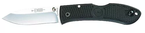 Ka-Bar Dozier Hunter 3" Folding Drop Point Plain AUS-8A SS Blade, Black Zytel Handle, Includes Pocket Clip