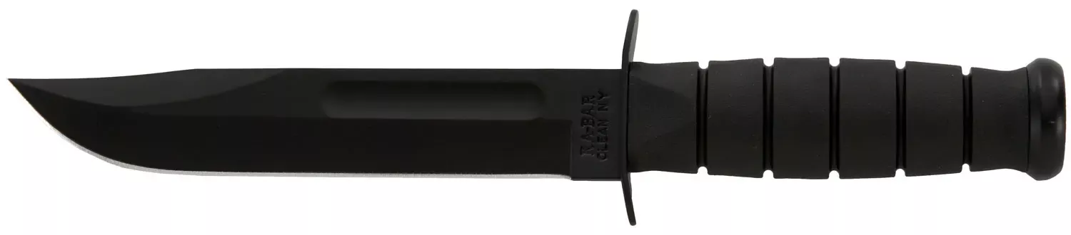 Ka-Bar Fighting/Utility 7" Fixed Clip Point Plain Black 1095 Cro-Van Blade, Black Kraton G Handle, Includes Sheath