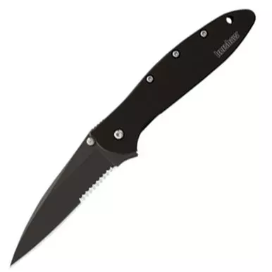 Kershaw Leek Folding Assit Open Knife Serrated Drop Point 3" Black