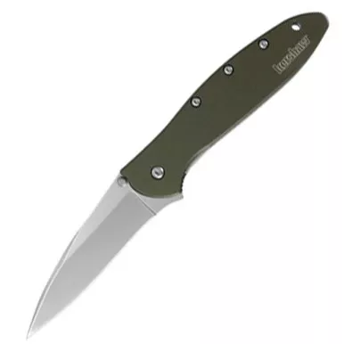 Kershw Leek Folding Assisted Open Knife 3" Olive Anodized