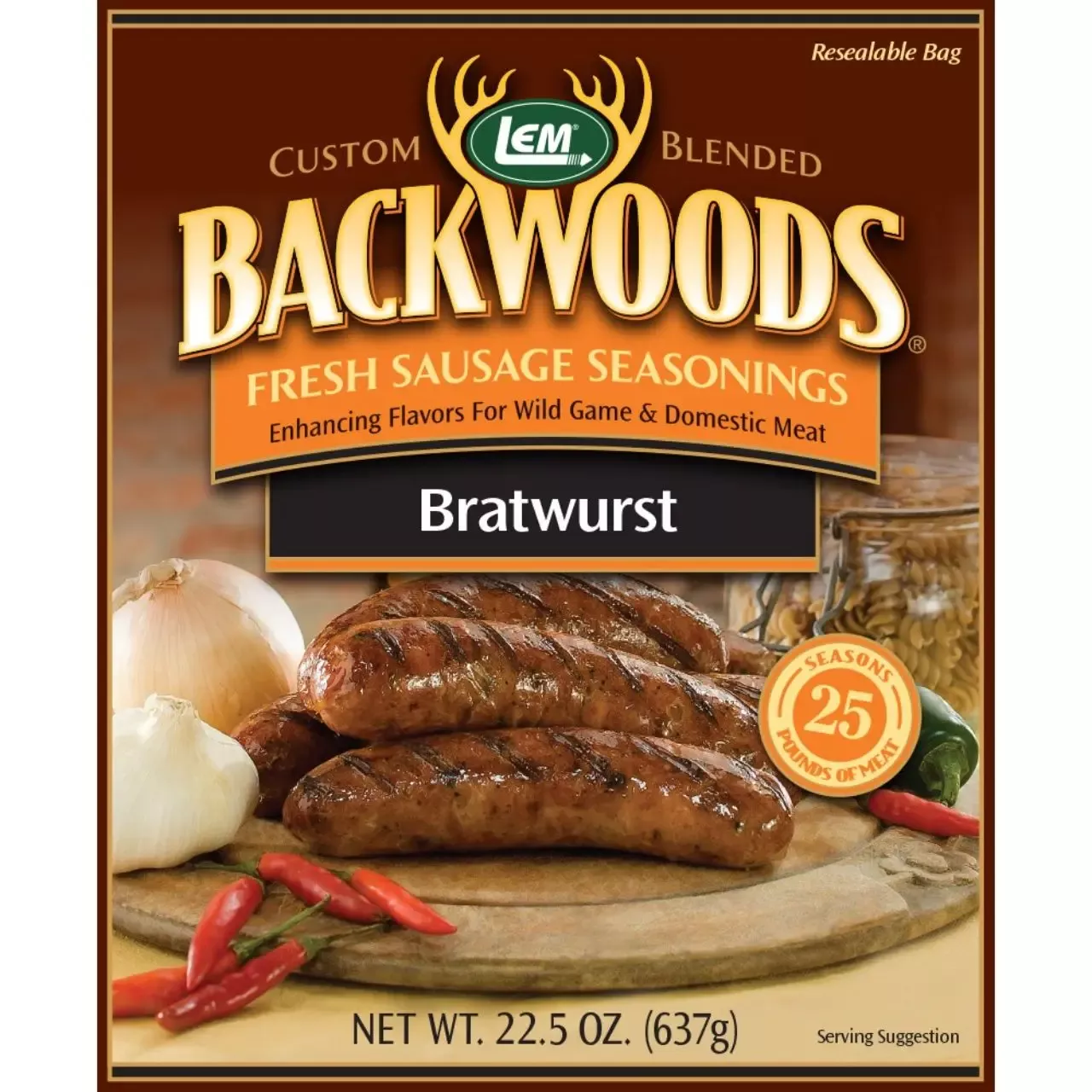 LEM Backwoods Bratwurst Fresh Sausage Seasoning for 25 Lbs.