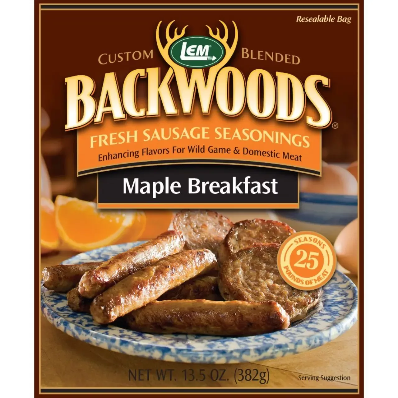 LEM Backwoods Hot Breakfast Fresh Sausage Seasoning for 25 Lbs.