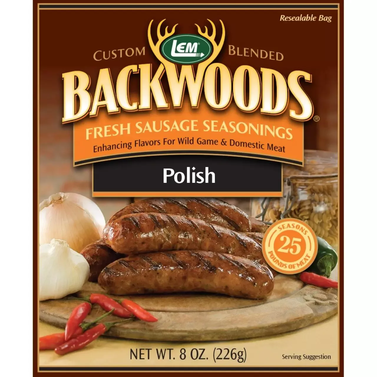 LEM Backwoods Polish Fresh Sausage Seasoning for 25 Lbs.