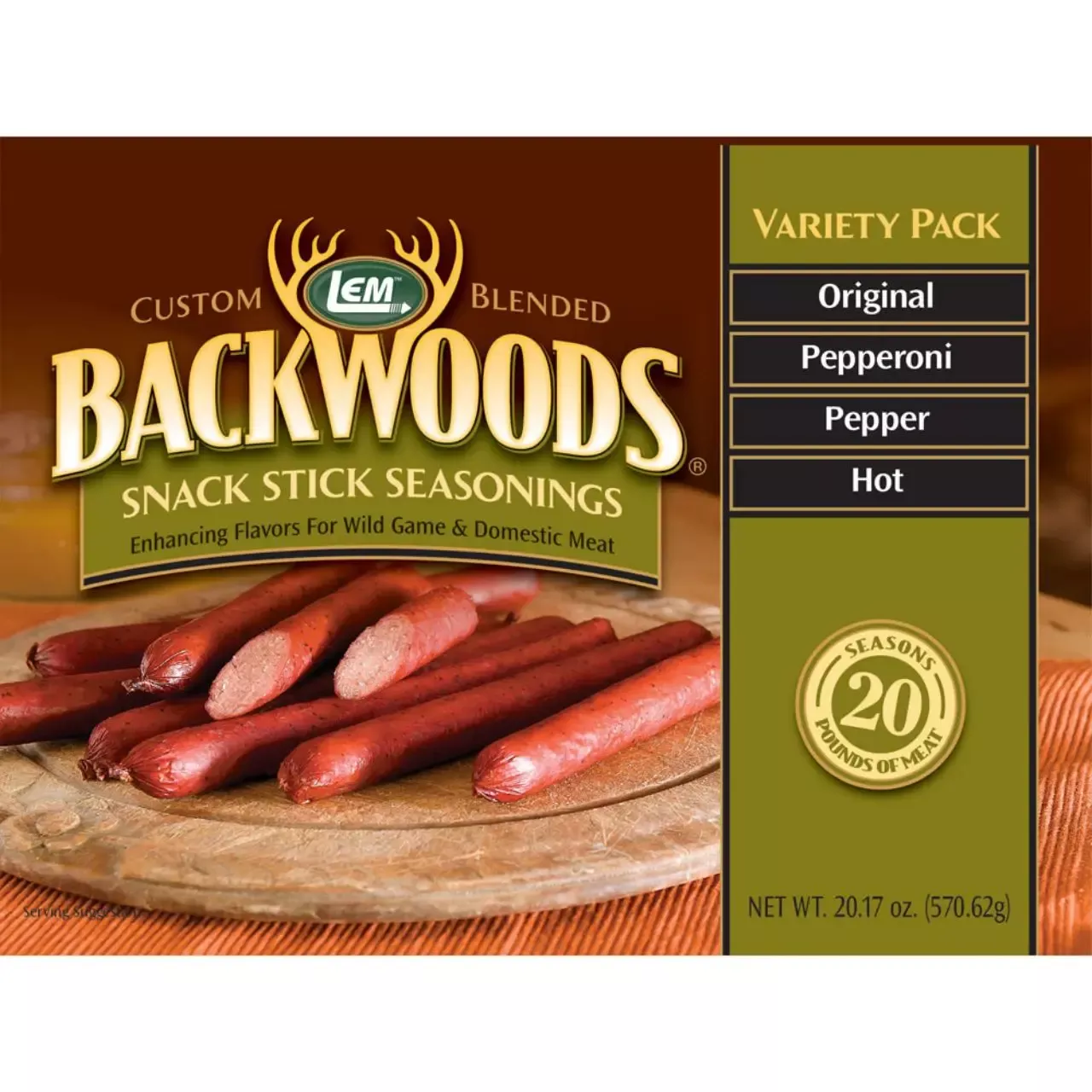 LEM Backwoods Snack Stick Seasoning Variety Pack for 20 Lbs.