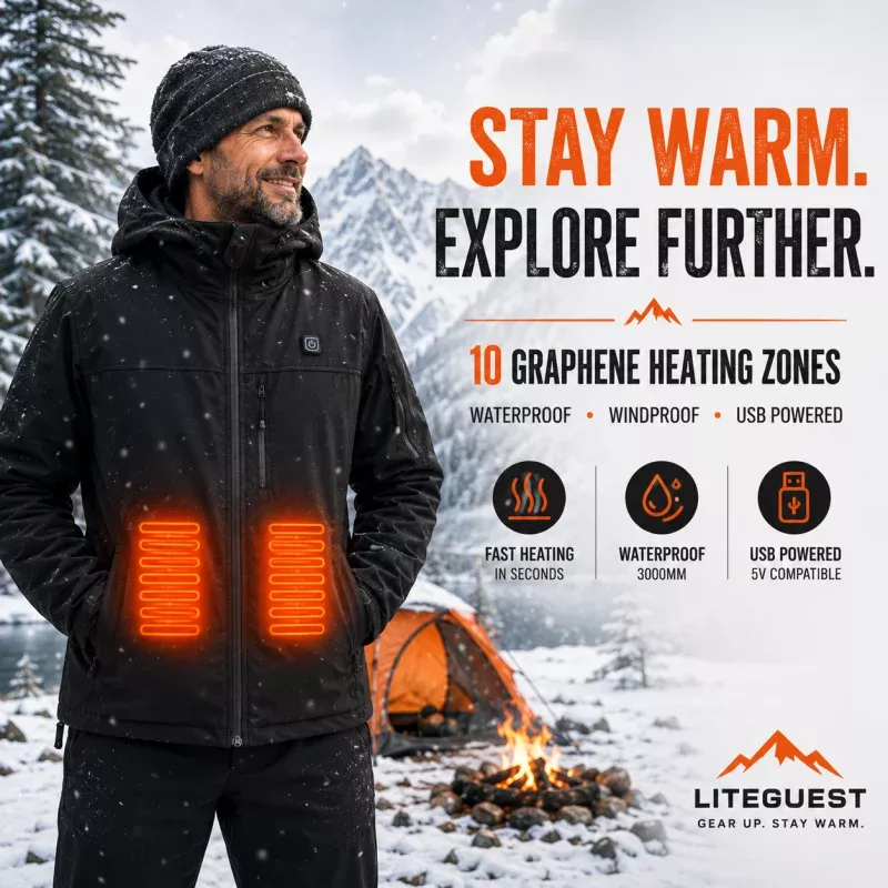 LITEGUEST 10-Zone Heated Softshell Jacket | USB Winter Jacket