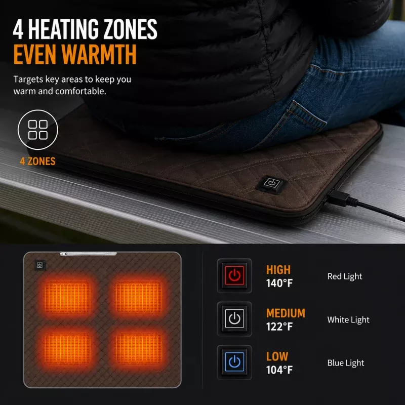 LITEGUEST Ultra Slim Heated Seat Cushion | USB Heated Seat Pad