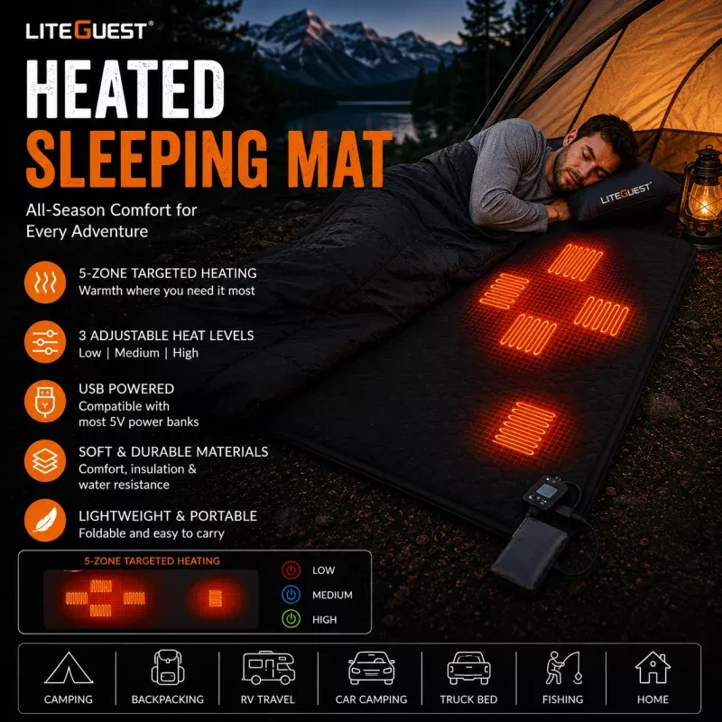 LITEGUEST USB Heated Sleeping Mat | Camping Sleeping Pad