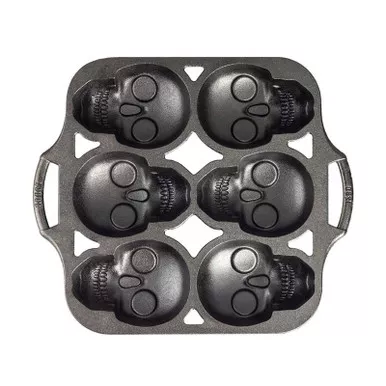 LODGE Skull Mini Cake Pan Cast Iron