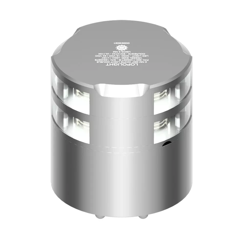 Lopolight 360 Double-Stacked 3nm Masthead Light – Silver Anodized [300-112G2ST]