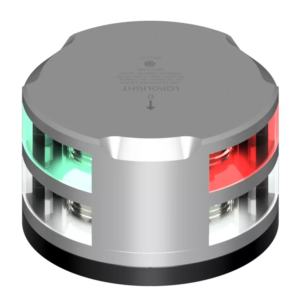 Lopolight Tri-Color Anchor Light – 1NM – Silver Housing w/FB Base [101-009-FB]