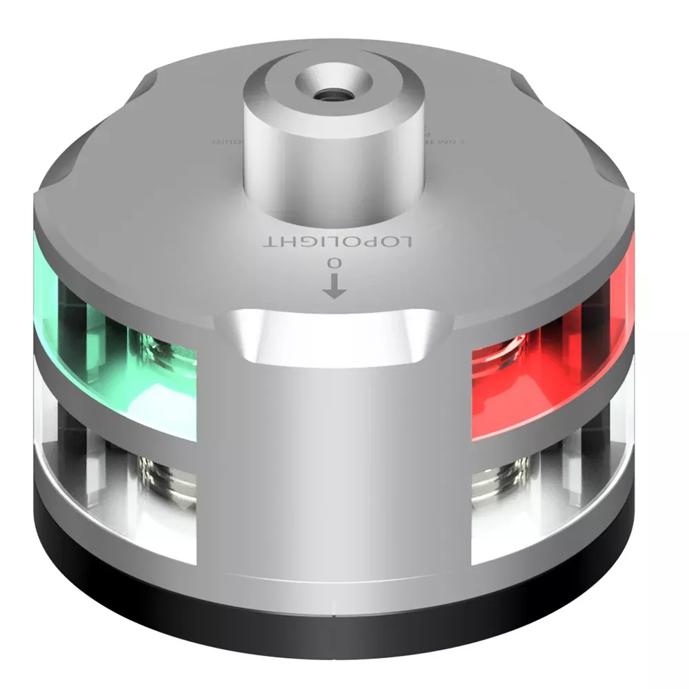 Lopolight Tri-Color Anchor Light w/Windex Mount – 1NM – Silver Housing w/FB Base [101-009W-FB]