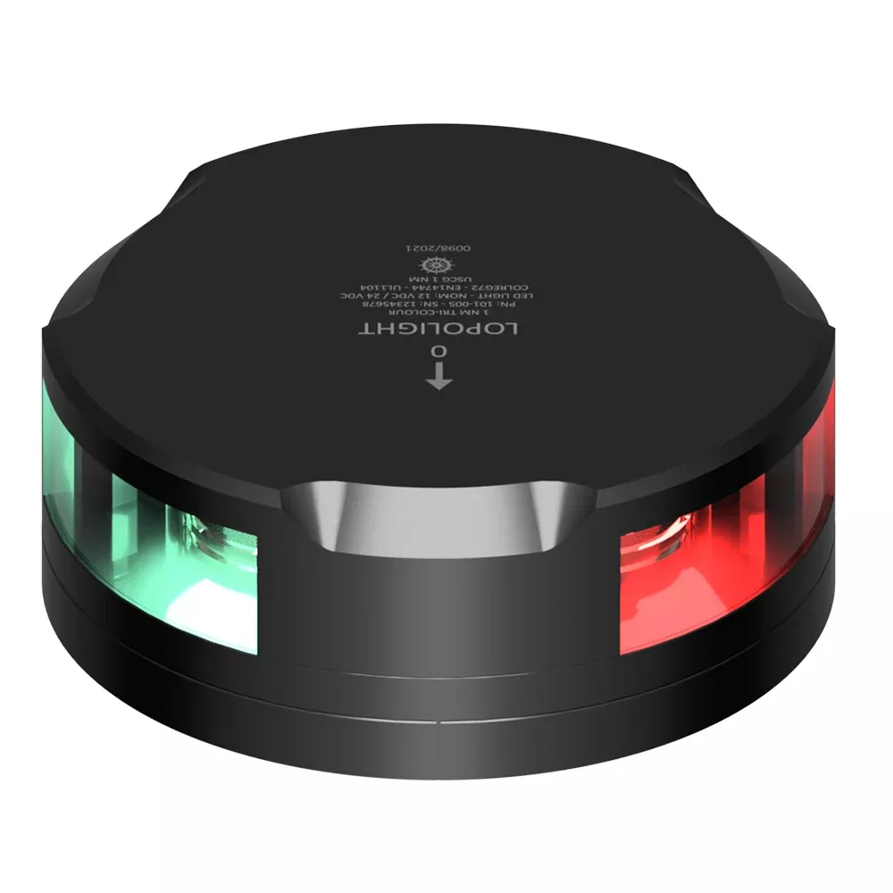 Lopolight Tri-Color Nav Light – 1NM – Black Housing w/FB Base [101-005-FB-B]