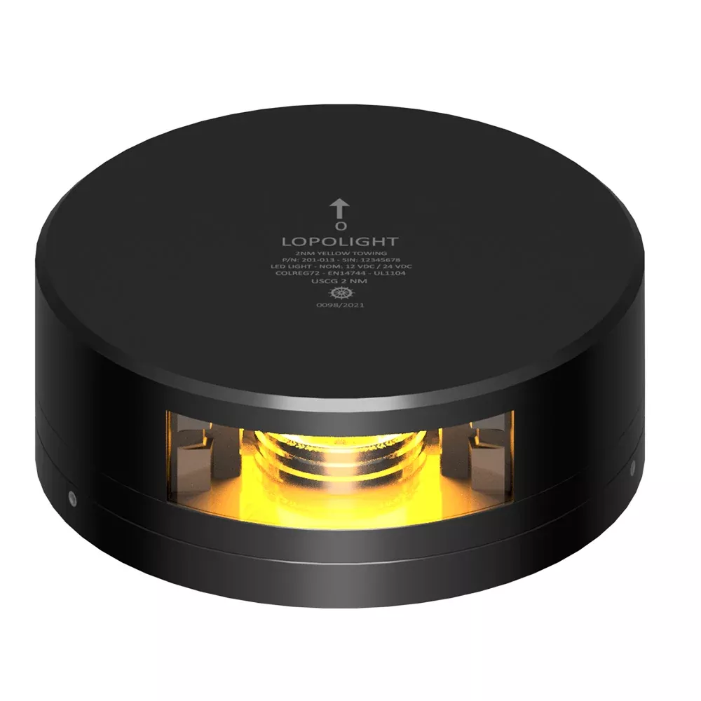 Lopolight Yellow Towing Light – 2NM – Black Housing w/FB Base [201-013-FB-B]