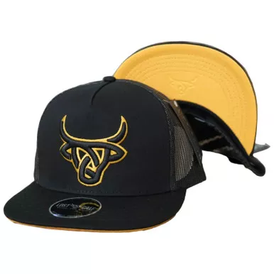 LOST CALF Black Gold Flat Cap (LCF00044)