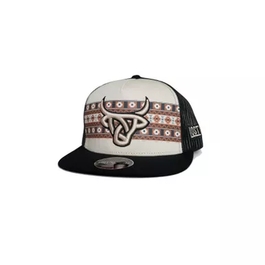 LOST CALF Luka Black/White Flat Cap (LCF00048)