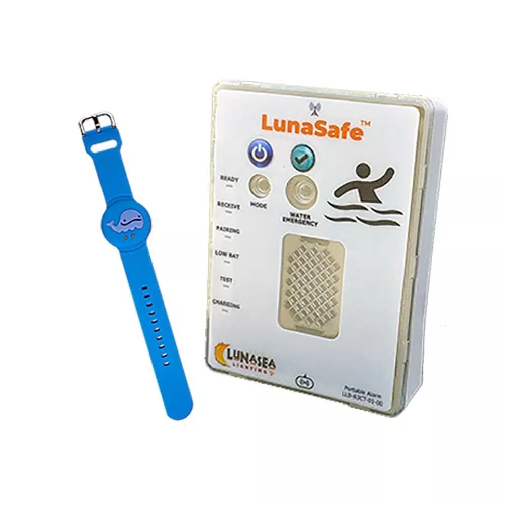 Lunasea Lighting Water Activated RF Transmitter with Rechargeable Alarm Receiver – Blue – LLB-64BL-02-K2