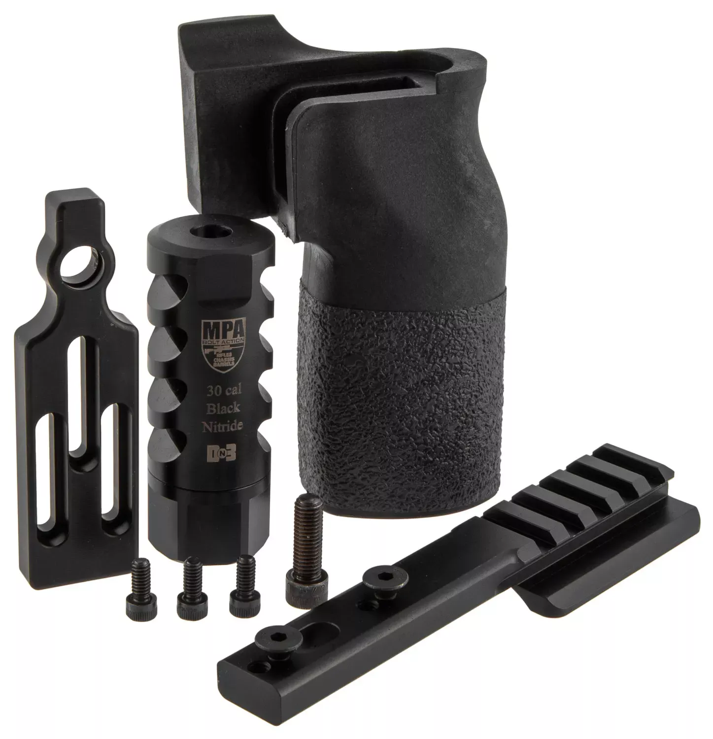 MasterPiece Arms ACCBundlewith Black Finish, DN3 Muzzle Brake, Vertical Grip, V4 Spigot Mount & Bag Rider for 308 Win MasterPiece Arms PMR