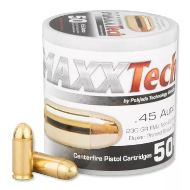 MAXXTech .45 ACP Ammunition FMJ 230 Grains PTGB45,50 Rounds
