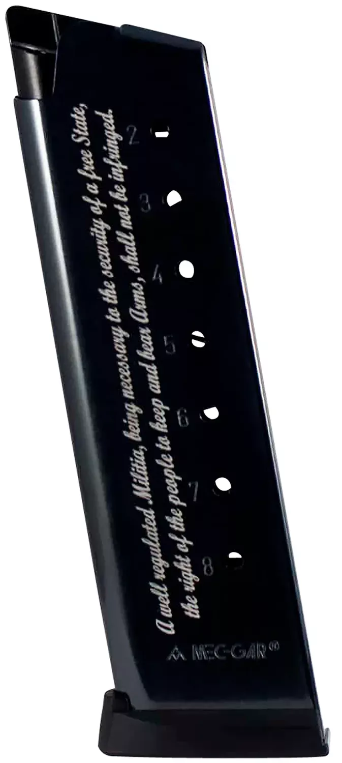 Mec-Gar OEMBlued with 2nd Amendment Engraving Detachable 8rd 45 ACP for 1911 Government