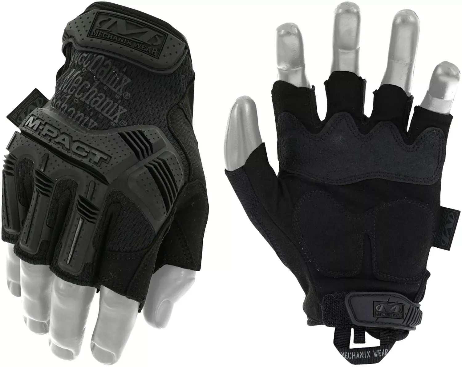 MECHANIX WEAR M-Pact Fingerless Covert Large Black Synthetic Leather