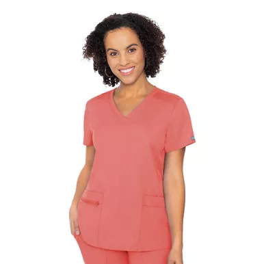 MED COUTURE Women's V-Neck Knit Back Top (7468)