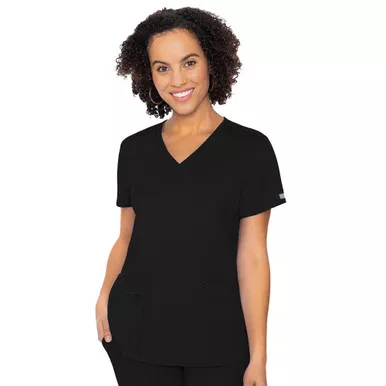 MED COUTURE Women's V-Neck Knit Back Top