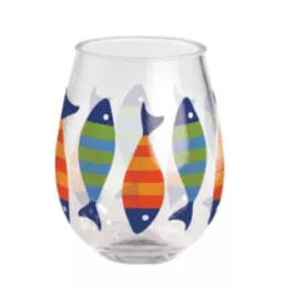Merritt Designs Stemless Wine Glass - Fish Friends