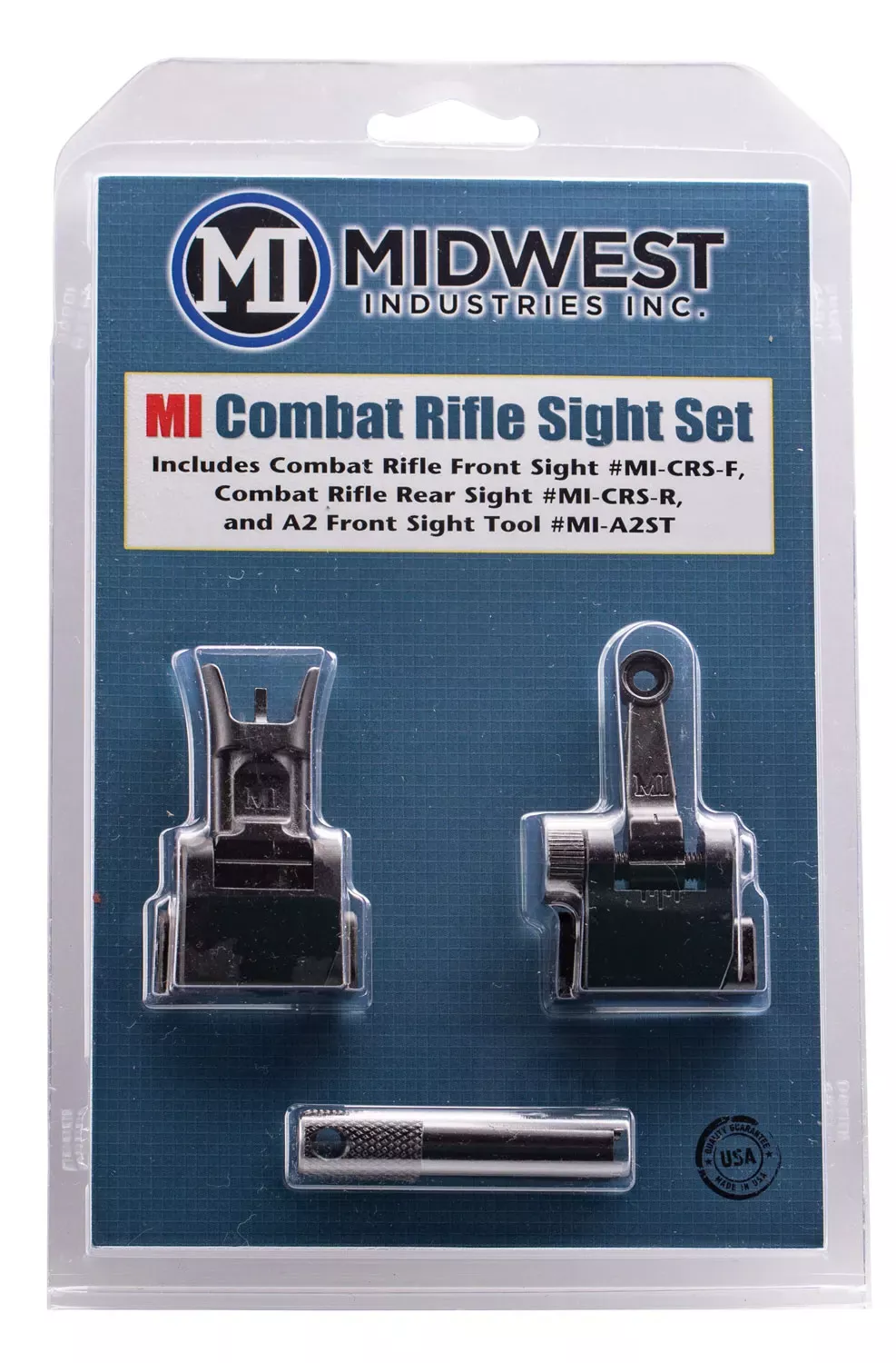 Midwest Industries Combat Rifle Sight Set Flip Up Front & Rear Black for AR-15, M16, M4