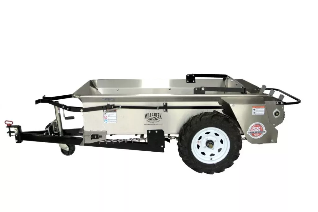 Millcreek | Compact Stainless Steel Manure Spreader | Models 27SS & 37SS | Width 28″–34″ | Ground Drive | Horsepower 12 To 15 HP | For Tractors, ATVs & Utility Vehicles