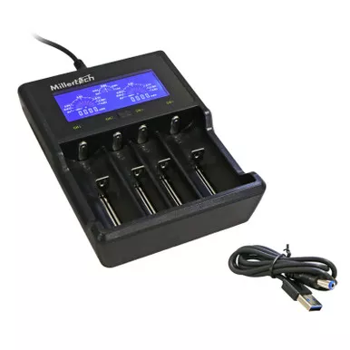 MillerTech 4 Bay 18650 Battery Charger w/ Indicator Lights