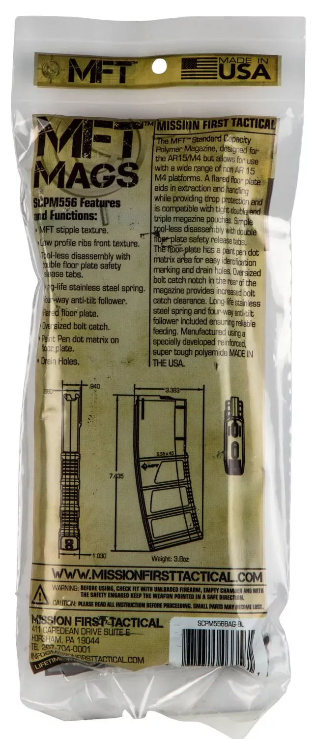 Mission First Tactical Standard Black Detachable 30rd 223 Rem AR-15