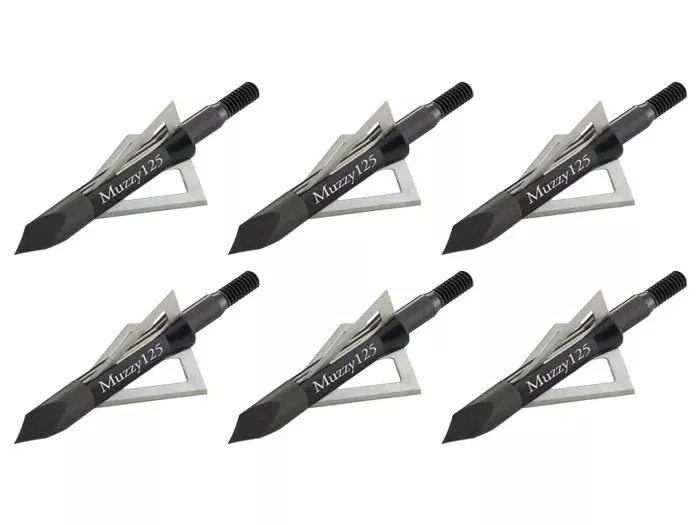 Muzzy 125 Grain 3-Blade Broadheads 6 Pack – Fixed Blade Archery Hunting #235