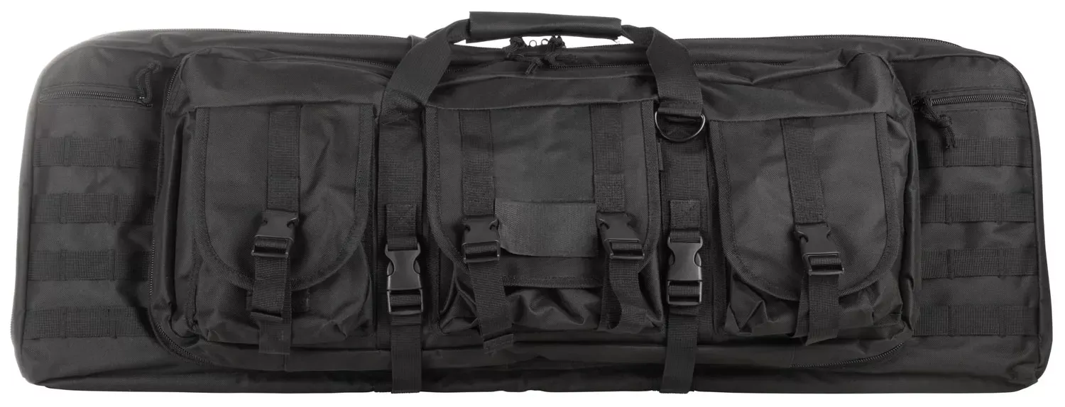 NcStar VISM Double Carbine Case Black PVC Nylon with Foam Padding, Lockable Zippers, Pockets & MOLLE Webbing36 L x 13″ H Interior Dimensions”