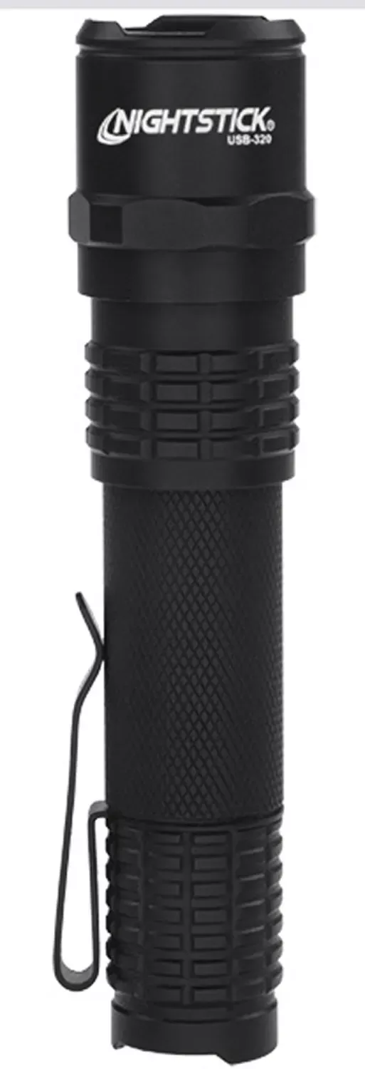 Nightstick USB-320 Tactical Black Anodized Hardcoat Aluminum White Cree LED 320 Lumens 111 Meters Range