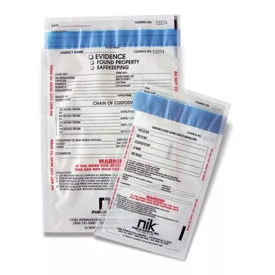 NIK Secure Seal Tamper-Indicating Evidence Bags - 100 Pack