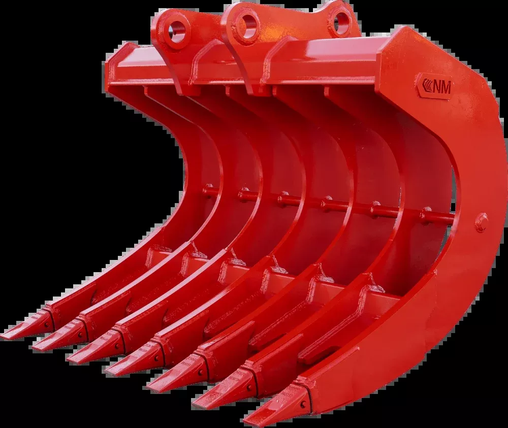 NM Attachments Root Rake | Model RR Series | Widths 30″–72″ | Machine Size 3–45 Tons | For Excavators